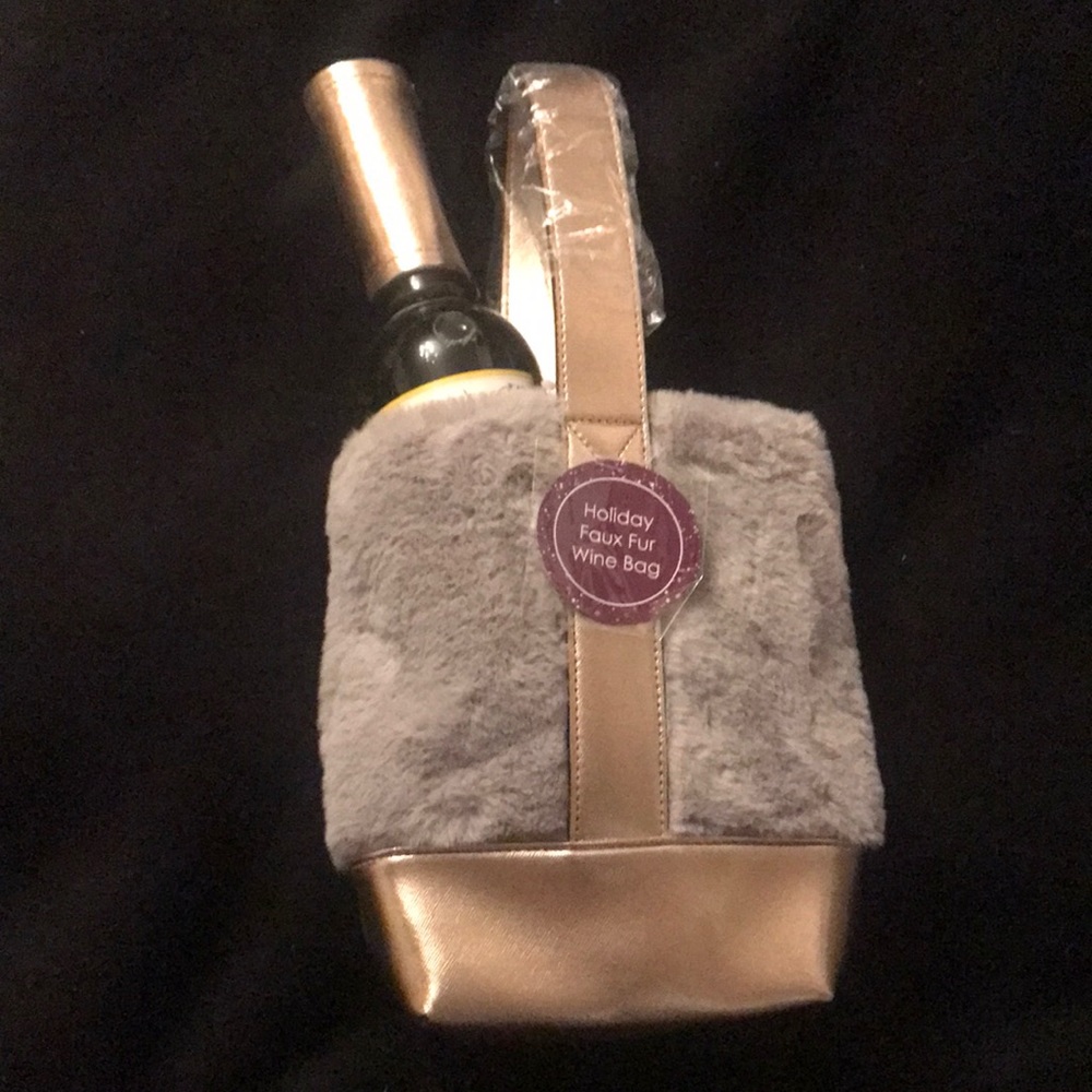 Faux Fur Wine Bag NWT
